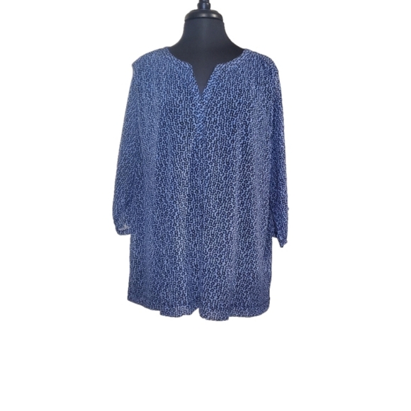 croft & barrow Tops - Croft & Barrow 3X Lined 3/4 sleeve top Blue & Black